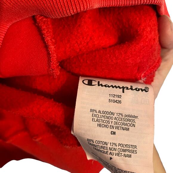 Champion Reverse Weave Sweatshirt Logo Crewneck Red Sz S - Picture 6 of 7